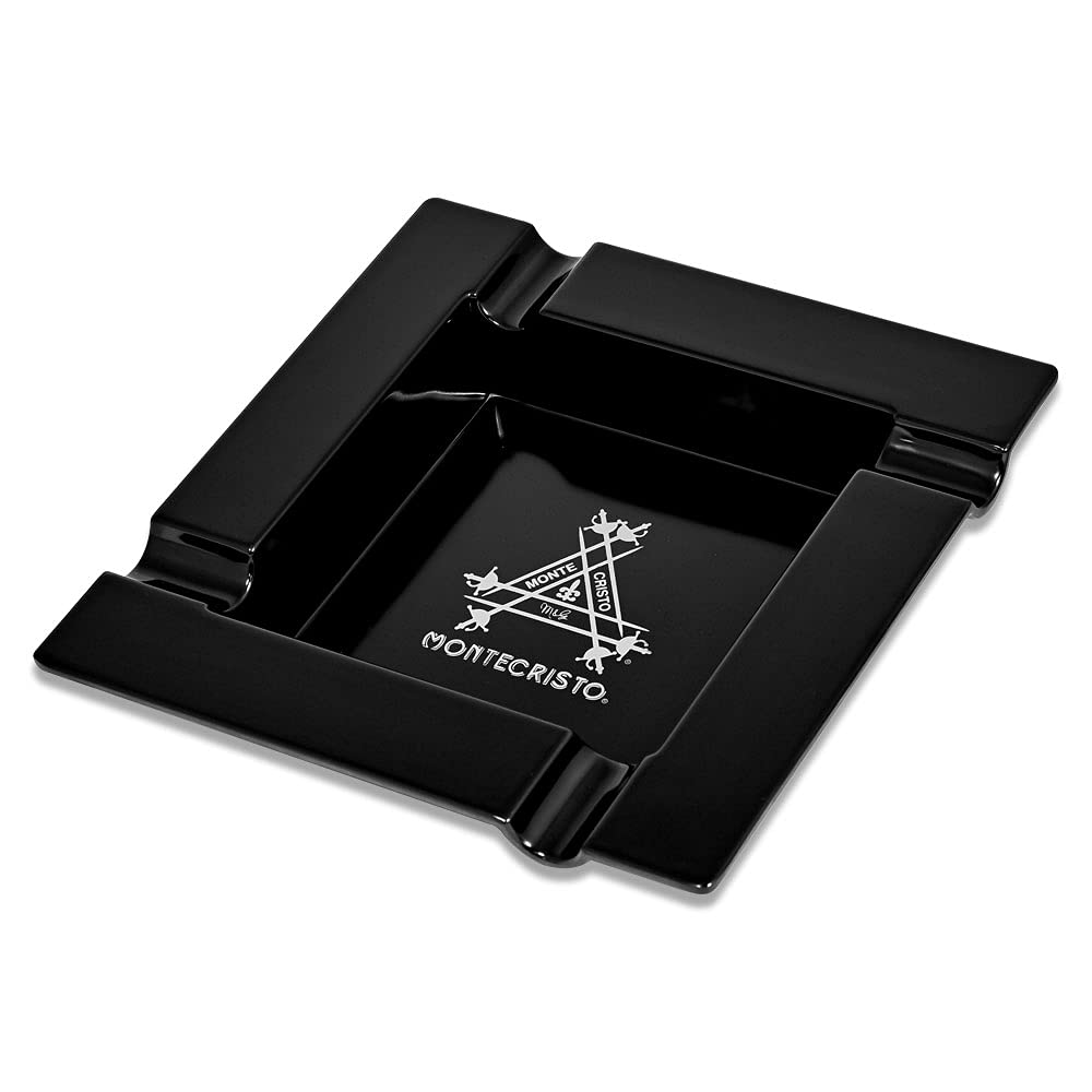 Street Holes Montecristo Square Black Melamine Cigar Ashtray, (9001-697)