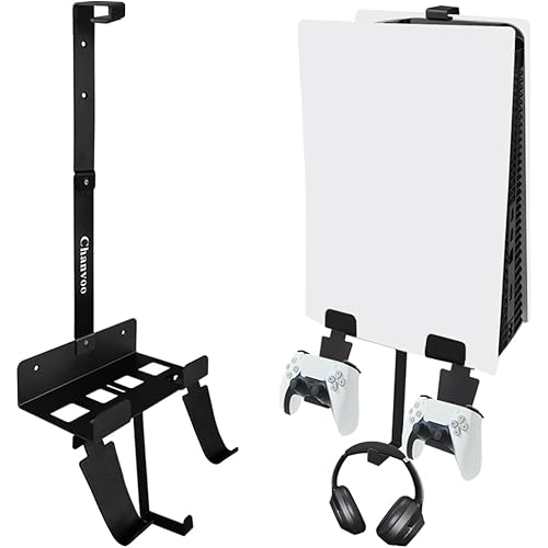 Metal PS5 Wall Mount, Behind TV Wall Holder Bracket Kit Compatible with Playstation 5 Disc & Digital Edition Console - Not for PS5 Slim (Black)