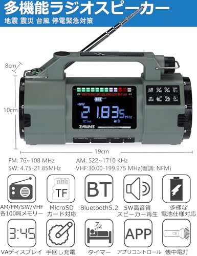 ZHIWHIS Bluetoothスピーカー BCLラジオ 短波受信機 VHF/FM/AM/SW