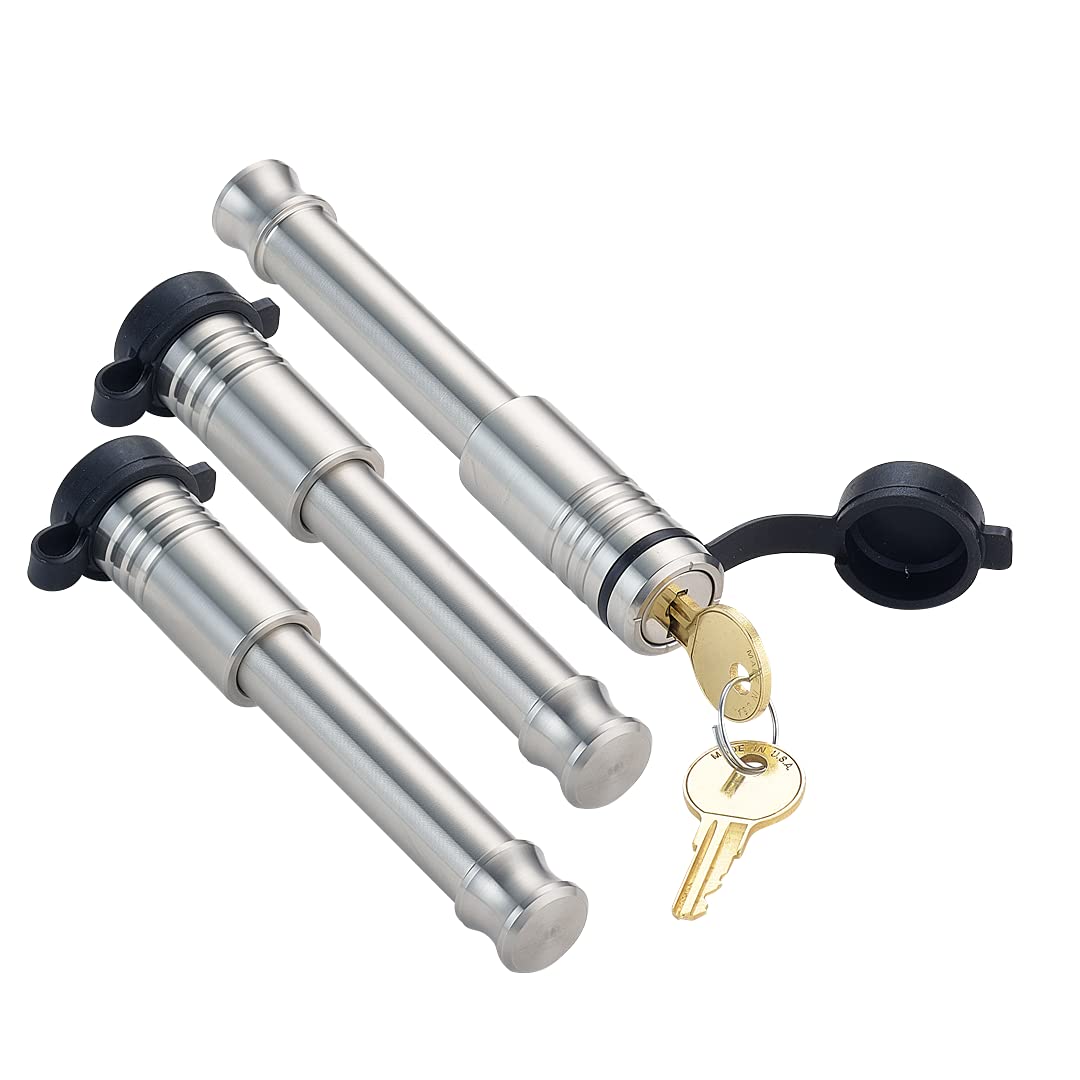 61671 | 3 Pack, Keyed Alike, Stainless Steel Trailer Receiver Hitch Lock (Fits 2” Receiver)