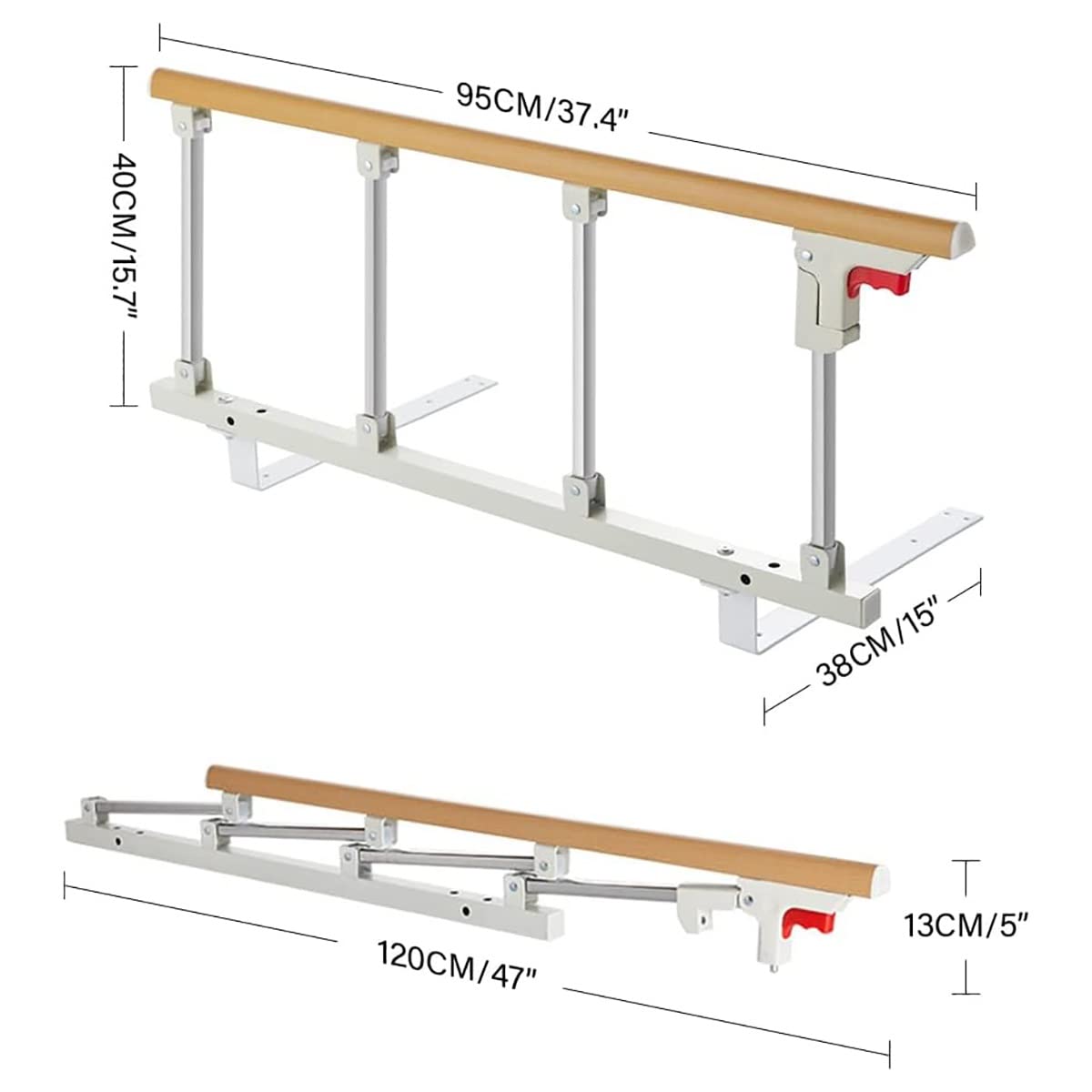 Bettgitter für Ältere, Faltbare Rausfallschutz Sicherheits Bettschutzgitter, Stabile Metall Bewachen Assist Griff für Erwachsene Heimpflege, Krankenhaus, 95x40cm