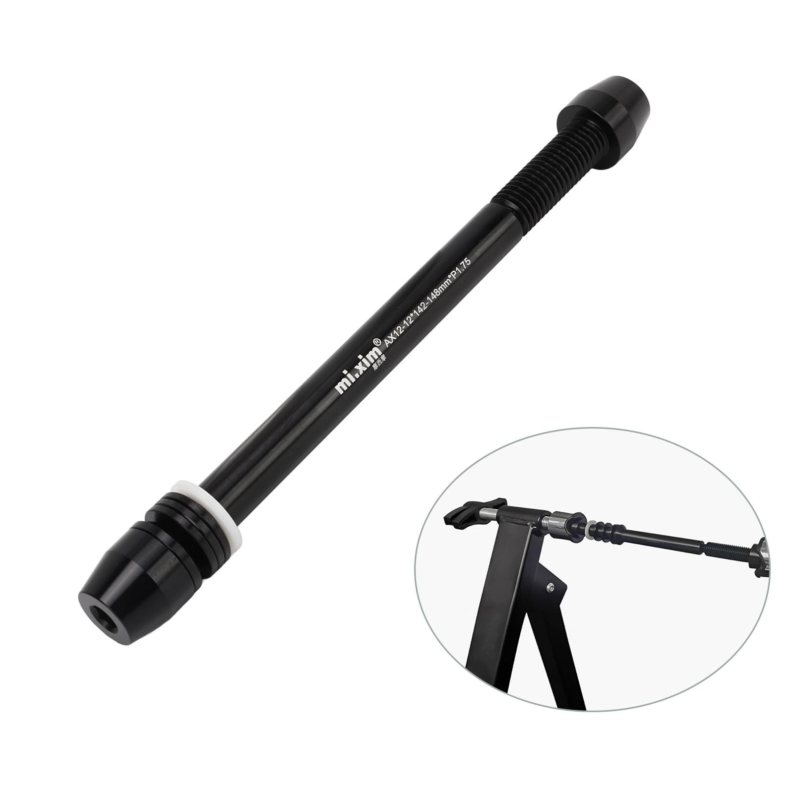 Focket Trainer Thru Axle, Lega di Alluminio Adattatore per Perno Passante Spiedo Ruota Posteriore per Interni, Lunghezza da 142mm a 148mm Boost, per da M12x142 a M12x148mm