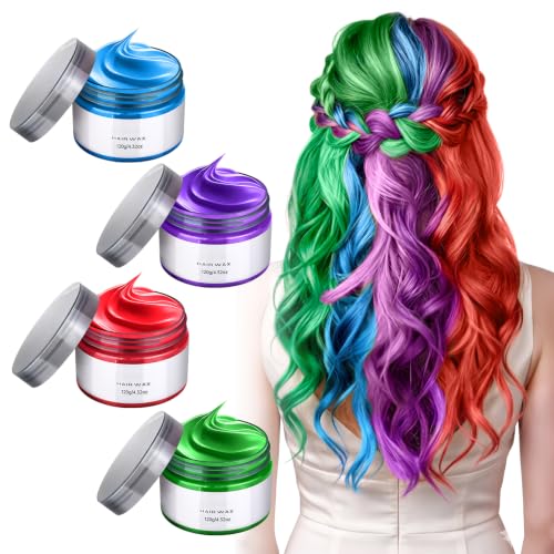 4 Color Temporary Hair Color Wax Set for Kids Halloween Party Cosplay