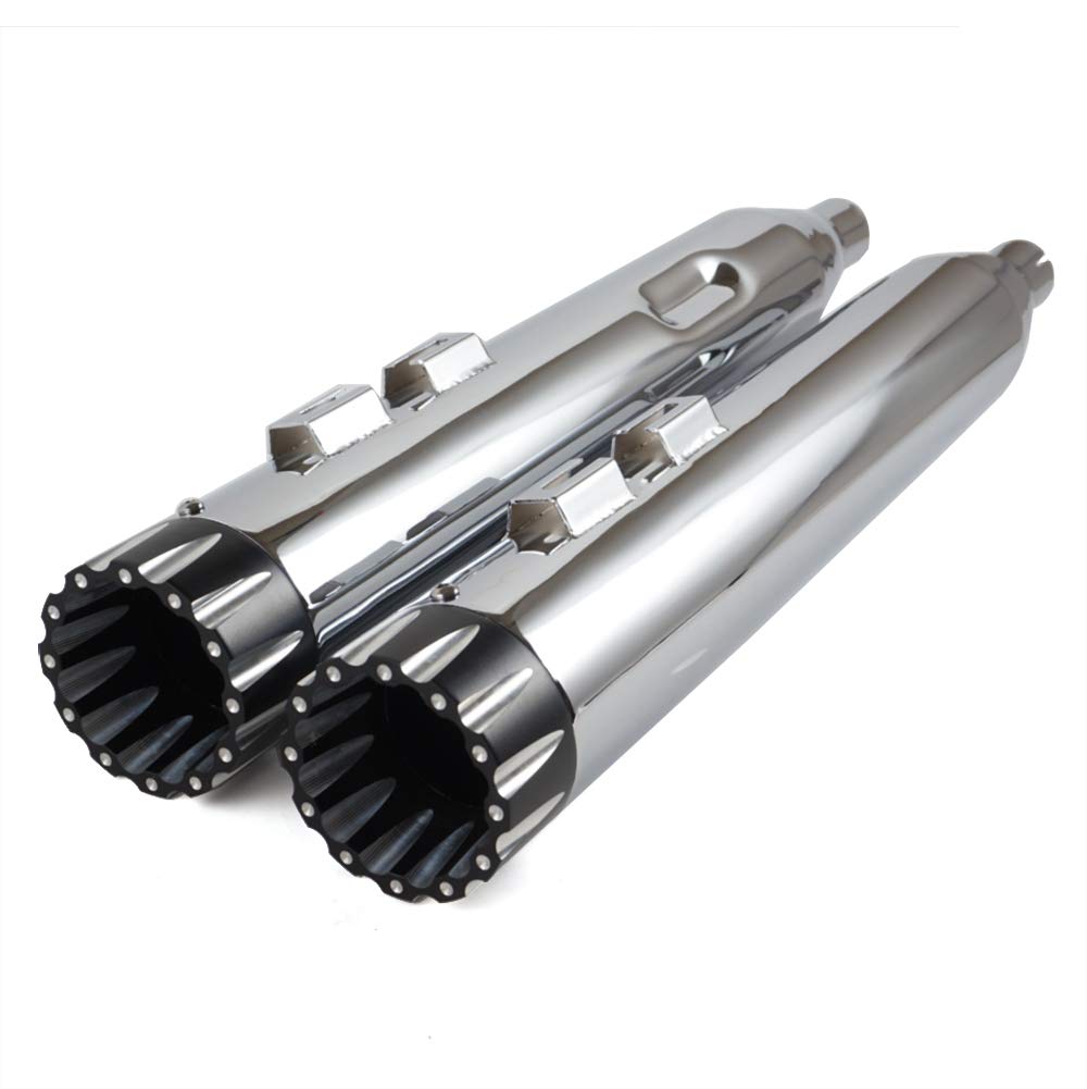 SHARKROAD 4" Chrome SlipOn Mufflers Exhaust Pipes For Harley Touring