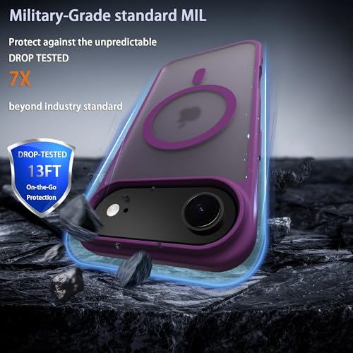Image of Magnetic for iPhone 17 Air Phone Case, [Compatible with MagSafe], Screen Protector X1, [Military Grade Drop Protection],Matte Finish,Slim,Shockproof,Protective (Deep Purple, iPhone 17 AIR)