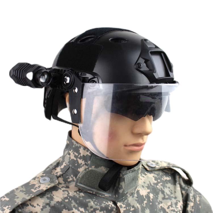 PJ Typ taktischer Paintball Airsoft Schnellhelm, CS Kriegsspiel Outdoor-Sport Taktische Ausrüstung,Mit Verstellbarer Transparenter Maske
