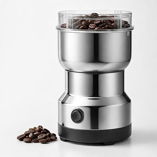 Moedor de Café Elétrico 110V em Aço Inoxidável, Compacto e Potente, para Café, Pimenta, Sal, Grãos, Nozes e Especiarias - Premium