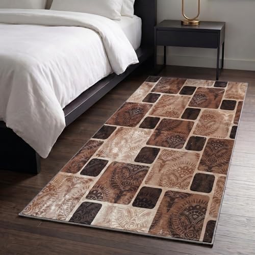 Image of Medallion Vintage Look Carpet for Living Room Bedroom Dining Room | Washable Area Rug with Non Slip TPR Backing | Modern Floor Carpet for Home(Design08-6x9 Feet)
