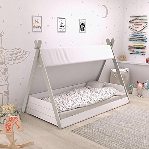 habeig Babybett Tipi mit Lattenrost Bett 70x140cm Kleinkindbett Kinderbett Indianerzelt Zelt Cover