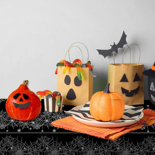 Image of Childom 3 Pack Halloween Tablecloth Rectangle Table,Halloween Decorations | 54 inch x 108 inch Disposable Plastic Tablecloths,Plastic Table Cover for Halloween Party Decorations,Halloween Party Supplies Favors