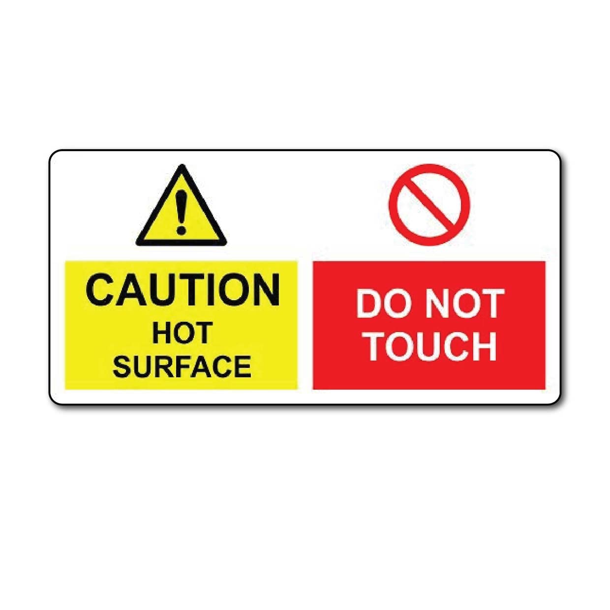 ISEE 360® Caution Hot Surface Due Not Touch Sign Sticker Vinyl Office Signage Wall Decal for Factory Industry 30 x 14 cm