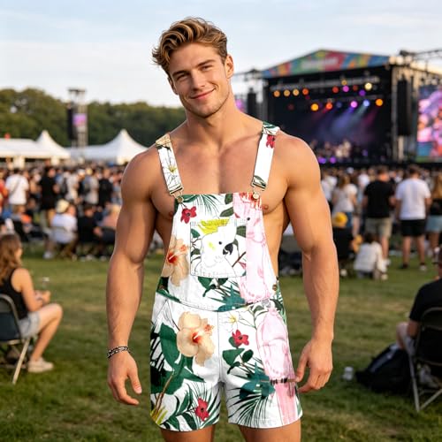 Mono corto de verano transpirable estilo peto vaquero ligero masculino 3