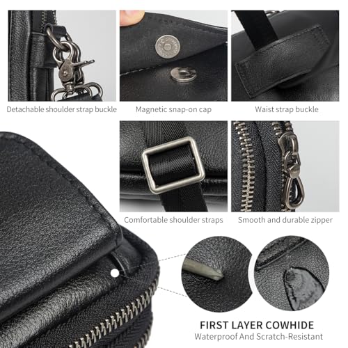 Image of Augus Genuine Leather Small Crossbody Messenger Phone Bag for men's