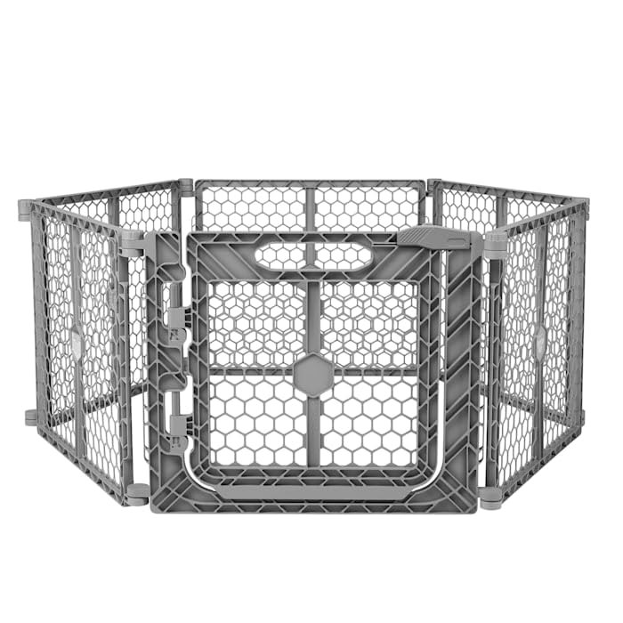 EveryYay in The Zone Convertible Plastic Walk Through Pet Gate & Play Pen 192" L X 1" W X 26" H X-Large Gray