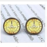 Steampunk Drama Gravity Falls Mysteries Bill Cipher Wheel Pendant Necklace Glass Mens Handmade Earring