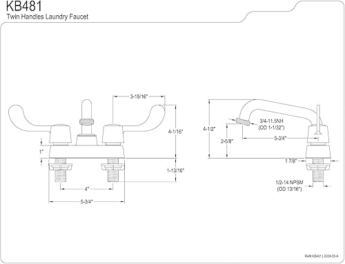Miniatura 3 de Kingston Brass Grifo de lavandería KB481, cromo pulido