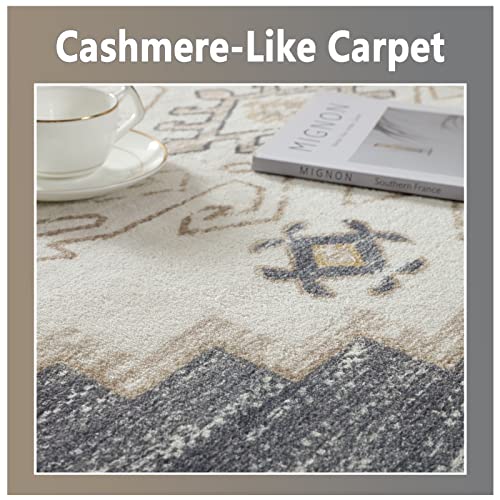 Finoren Moroccan Distressed Area Rug,Stain Resistant Washable,Low Pile Non-Slip Rug For Living Room Bedroom Dining Room Kitchen Indoor Office,Pet Child Friendly Floor Decor,Brown,4'X6' #TOP4