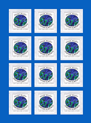 Kefir Starter Cultures - Pack of Freeze-Dried Culture Sachets For Creamy and Mild Milk Kefir (12 sachets)