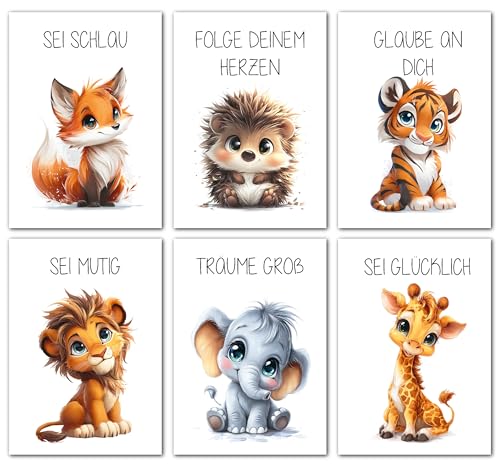 LAVEMA Kinder Affirmationsposter - Kinderzimmer Bilder DIN A4 (21x30cm)...