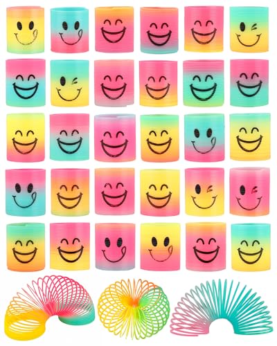 IMALPQPP 30 unidades de detalhes de aniversário para crianças e presentes de aniversário, espirais coloridos, molas arco-íris e brinquedos pequenos, festas, celebrações e surpresas criativas.