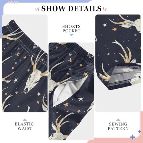 ZZXXB Deer Skull and Star Boys Long Pants Soft Trousers Elastic Waist Kids Lounge Bottoms with Pockets S-XL4