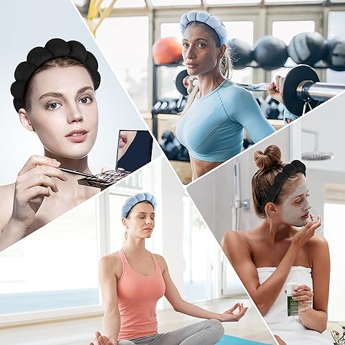 image for Ztomine Face Wash Headband, Set of 2 - Terry Cloth Spa Headbands for W