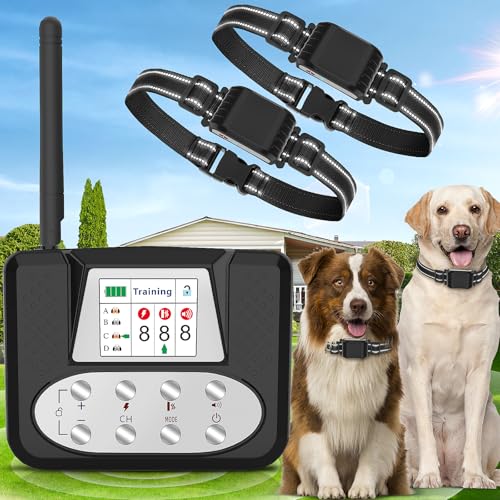 TLKTL Wireless Dog Fence System for 2 Dogs, Electric Dog Fence with LCD Screen, Adjustable Warning...