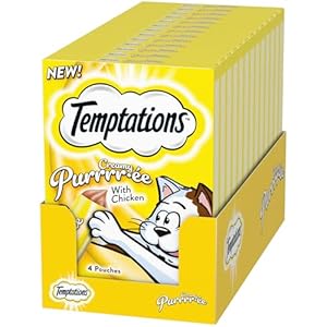 Temptations Creamy Puree Squeezable Lickable Wet Cat Treats with Chicken, 0.42 oz. Tubes, 4 Count (Pack of 11) – Total 44 Count