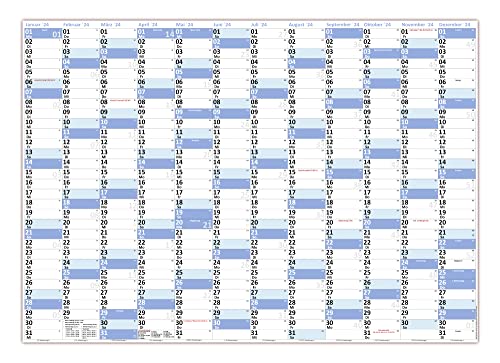 XL Wandkalender DIN A1 2024 blau, nass abwischbar Format 59,4 x 84,1cm Jahresplaner Wandplaner gerollt Cover