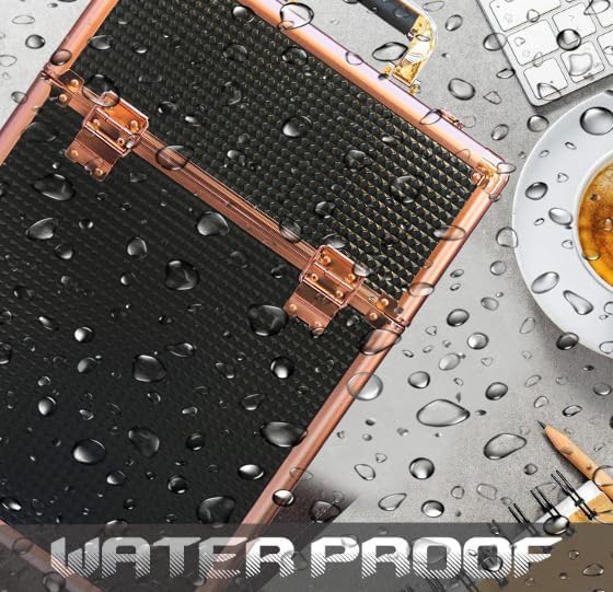 Image of Adson Multifunctional Professional Beauty Makeup Artist Rolling Cosmetic Aluminium Vanity Trolley Beauty Train case Makeup Cosmetic Trolley Hairstylist Travel Organizer (Black & Brown)