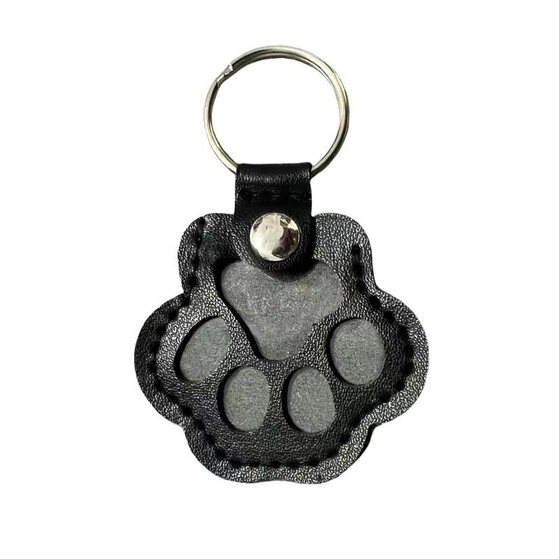 Tazweeq Pet Memorial Keychain, Cute Leather Paw Charm, Cat & Dog Hair Keepsake for Bag/Purse, Pet Loss Remembrance Key Holder