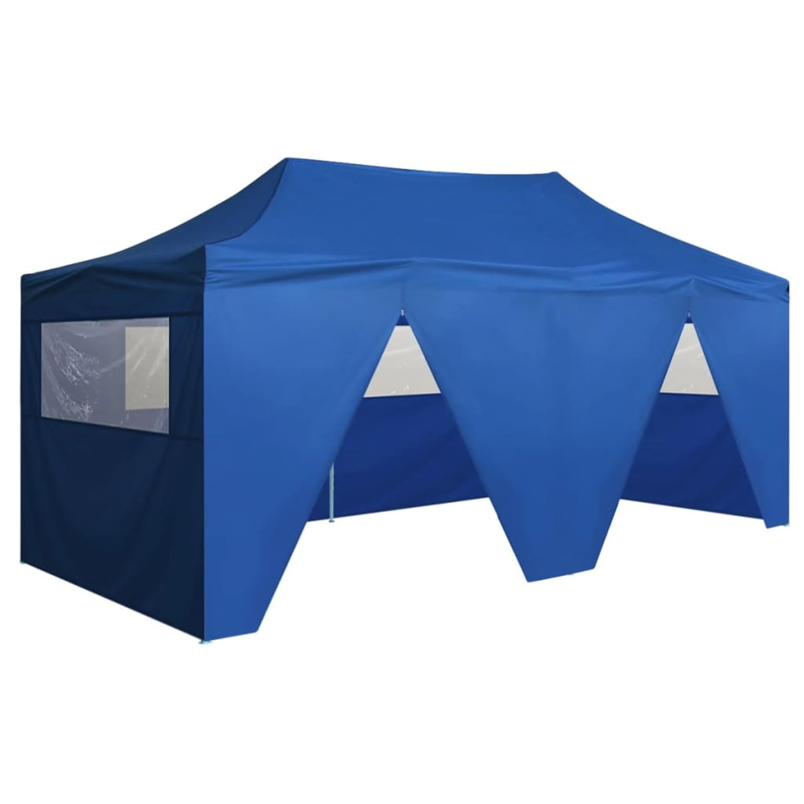 Profi-Partyzelt Faltbar mit 4 Seitenwänden, LAPOOH Party Deko, Festzelt, Pavillon, Garden Decoration, Canopy Tent, Lagerzelt, Gartenpavillon, 3×6m Stahl Blau