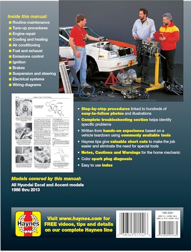 Manual Haynes Hyundai Excel y Accent para mecánica y reparación 1986-2013 3