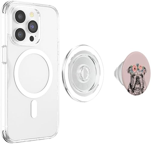 Miniatura 10 de Bulldog inglés con diadema floral para perro, mamá, PopSockets intercambiables PopGrip
