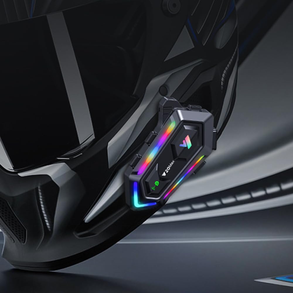 Interfono Bluetooth per casco da moto Y20 MAX con interfono per 2 persone, riduzione del rumore, impermeabile IPX6
