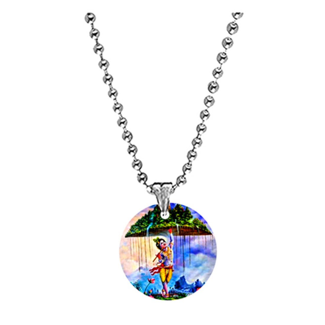 Lord Krishna Govardhan Parvat Blue Acrylic Pendant with Bead Chain for Men and Women, Spiritual Hindu Fashion Accessory, Divine Gift Item-image-44