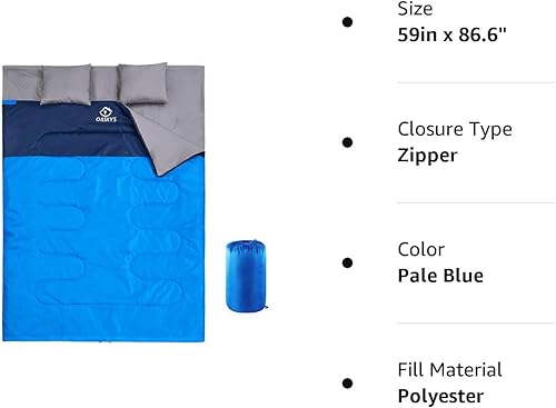 Miniatura 7 de Oaskys - Saco de dormir para acampar, para 3 estaciones, clima cálido y fresco, verano, primavera, otoño, ligero, resistente al agua, para adultos y