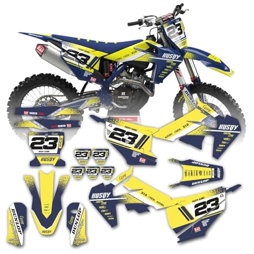 Decallab Customizable Personalized Motocross Full Graphics Kit, Complete Professional Dirt Bike Racing Decal Sticker Set for Husqvarna FC 125 250 350 450 TC 125 250 350 450 2019 2020 2021 2022 (Light)