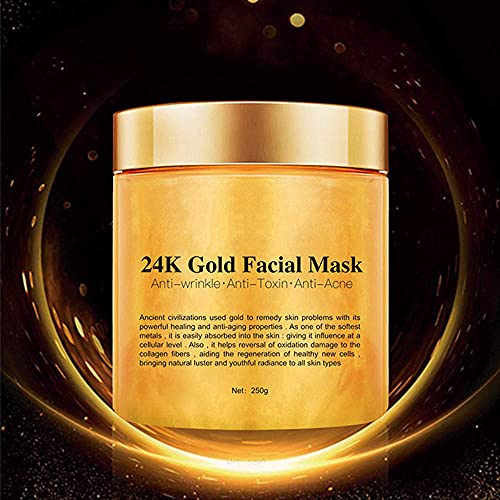 24K Gold Facial Mask, Gold Peel Off Mask, Rejuvenating Collagen Face Mask For Flawless Skin, Reduces Fine Lines & Wrinkles, Clears Acne, Minimizes Pores, Moisturizes & Firms Up Your Skin, 250G #TOP5