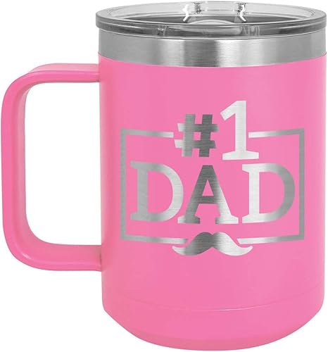 Miniatura 7 de NUMBER 1 DAD B Blue Taza de café de 15 oz con tapa deslizante  Taza de café de viaje aislada  Ideas de regalos del día del padre de hijo o hija