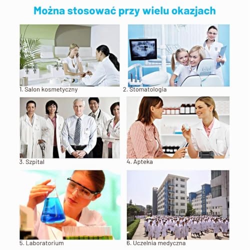 Beautyshow Białe płaszcze laboratoryjne, płaszcz medyczny pielęgniarki fartuch laboratoryjny z długim rękawem fartuch laboratoryjny odzież lekarska eksperyment lekarz odzież robocza unisex fartuch