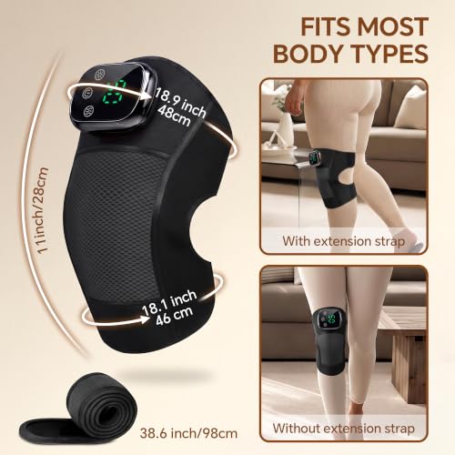Masajeador de rodilla inalámbrico con calor y vibración para alivio del dolor | Almohadilla térmica recargable 3-en-1 para rodillas, 5 niveles de calor, 3 modos de masaje, pantalla táctil LED, ideal como regalo para mujeres y hombres miniatura 6