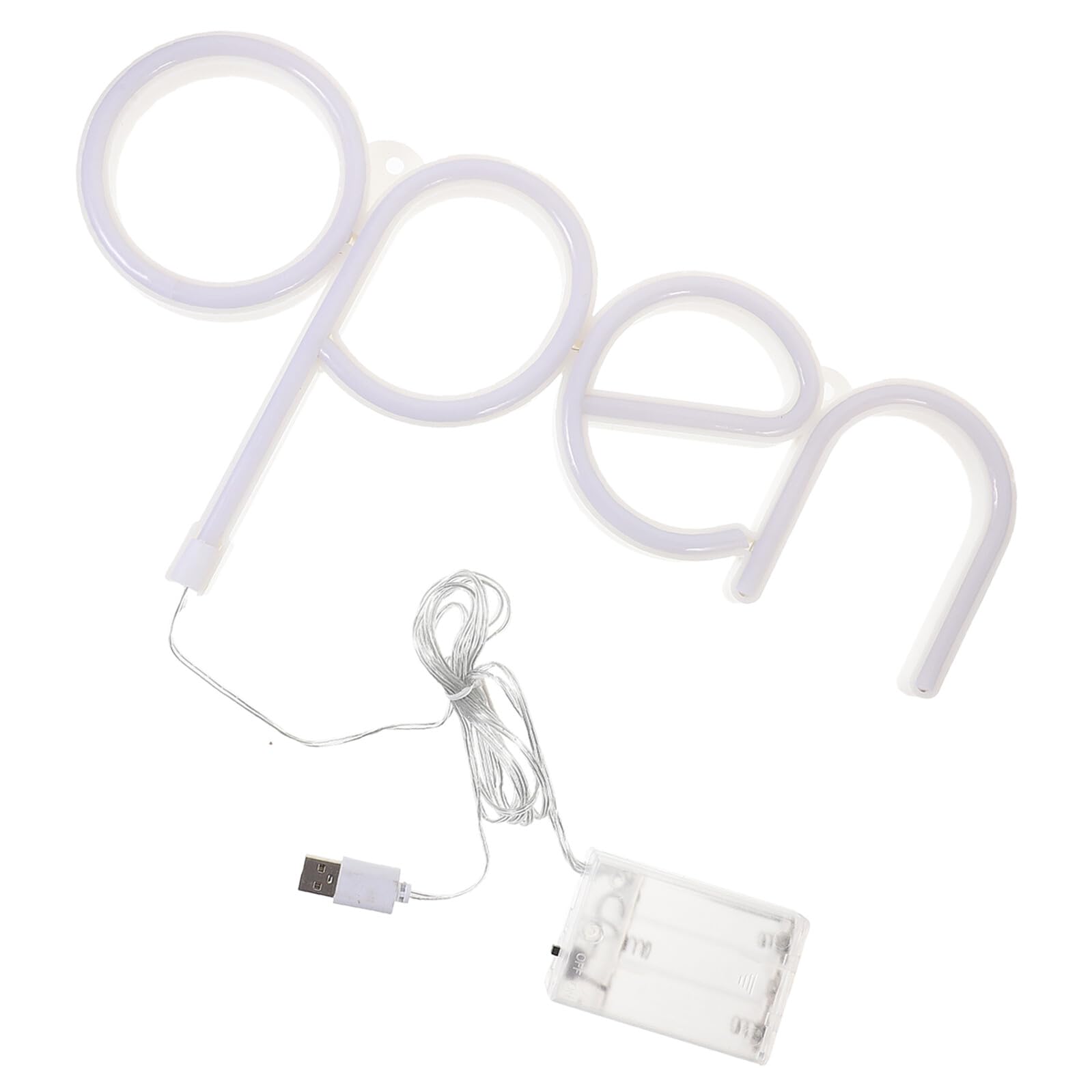 Anneome Letrero de Neón Abierto Alimentado por 3 Pilas Aa para Decoración de Pared LED Luz Clara, Material Pvc Adecuado para Fiesta o Ambiente Navideño