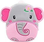 Toddler School Bag Plush Cartoon Mini Preschool Bag for Baby Girl Boy 2 to 5 Years FLOWER ELEPHANT KID