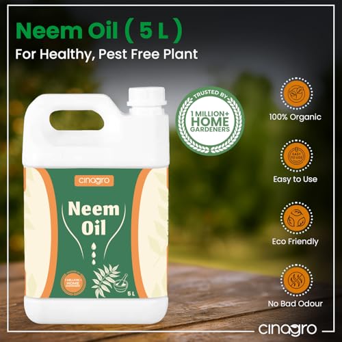 Image of Cinagro Cold Pressed Neem Oil Concentrate (5L) Organic, Water-Soluble, Plant Protector for All Plants, Indoor & Outdoor Use
