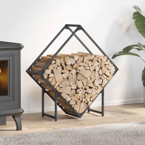 Brokky 864285 Firewood Rack Anthracite 80x25x80 cm Cold-rolled steel Firewood Holders Indoor Wood Stove Outdoor Fireplace Heavy Duty Wood Stacking Wood Storage Kit for Fireplace Tool