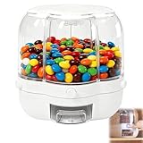 360° Multi Candy Dispenser Carousel 6 Compartments Snack Spinner, Fun Press-Type Nut Storage Box For Mini Snacks, Candies, Coffee Beans, Rice, Grain Etc. (White,Small)