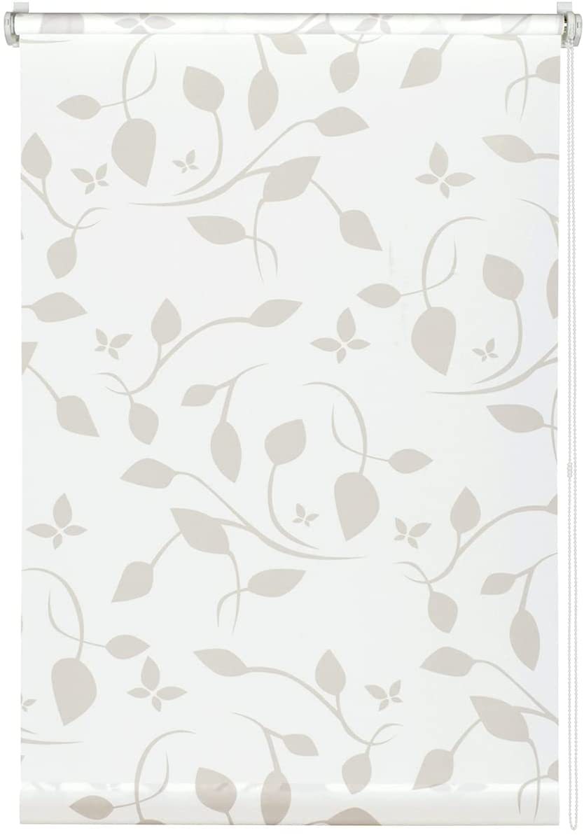 GARDINIA EASYFIX Decorative Scandinavian Roller Blind No Drilling Required for Gluing or Clamping Opaque Translucent White/Natural 50 x 180 cm