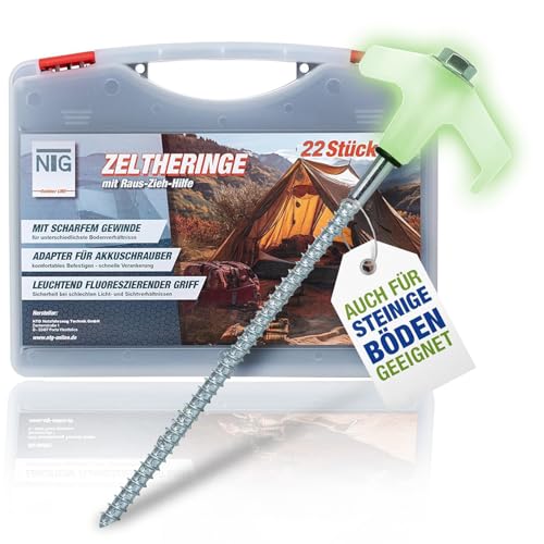 NTG Zelthering mit Gewinde 22 Stück, Adapter für Akkuschrauber,...