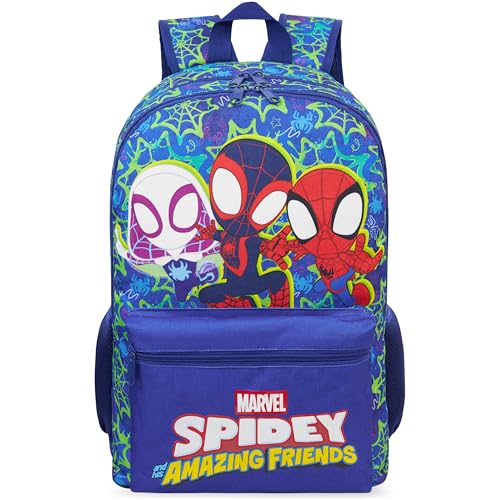 Get Trend Marvel Spidey and His Amazing Friends Kids Backpack Boys 18in Lightweight Book Bag Padded Straps Travel School Bag (Blue Spidey)